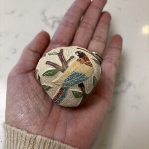 Mata Ortiz Pottery Small Vessel Bud‎ Vase McCaw Bird Trees Signed Jaime Villa 2"